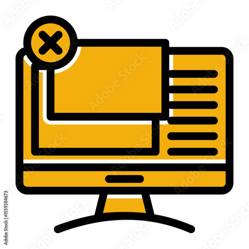 Intrusive Ad Pop-Up and Malware Warning Icon (Solid Color Lineal style)