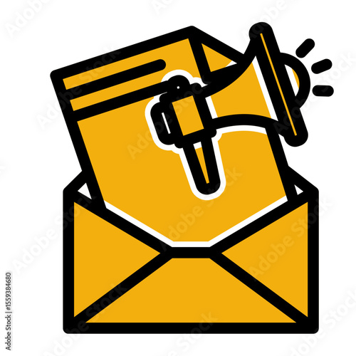 Bulk Email Campaign and Newsletter Icon (Solid Color Lineal style)