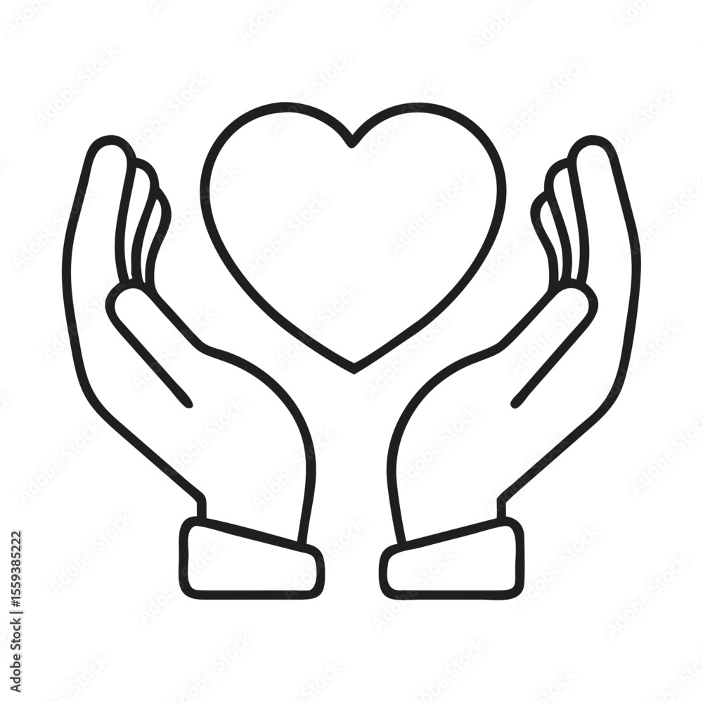 Obraz premium Hands Supporting a Heart Tolerance Symbol in a Minimalist Vector Design