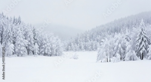 Wallpaper Mural A serene winter landscape featuring snow covered trees and a blanket of white across the ground area Torontodigital.ca