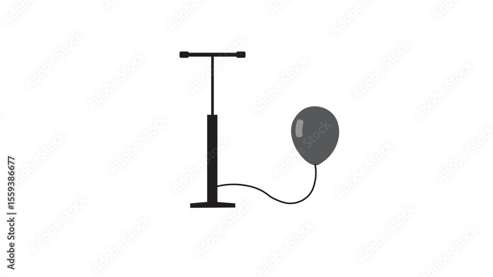Animation of balloons inflating. Bicycle pump and balloons, alpha ...