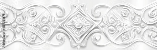 For a banner or cover, the design incorporates a white background with an embossed geometric 3D pattern, paper press elements, elegant doodles, and zentangle techniques, featuring tribal ethnic