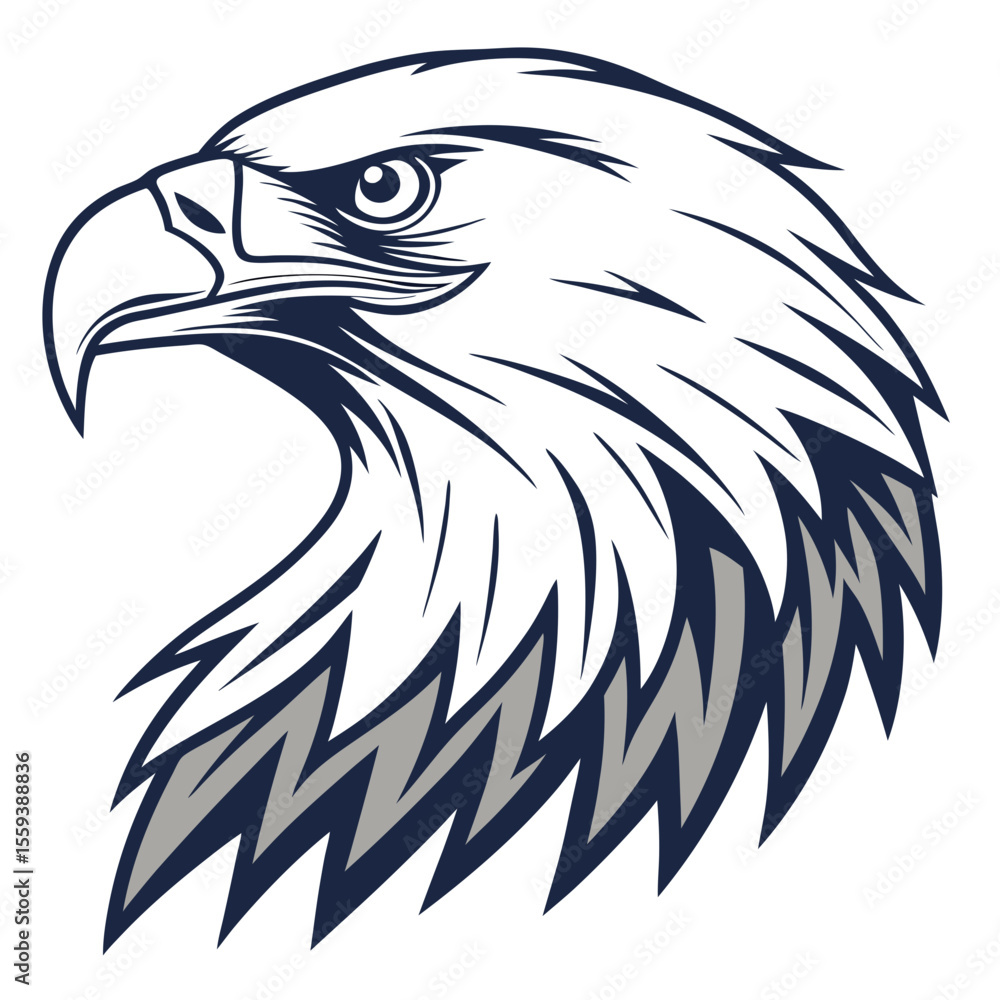 Obraz premium Fierce Bald Eagle Head Vector Logo Aggressive American Patriot Mascot Illustration for Sports Team, Military Badge, and Brand Identity Design
