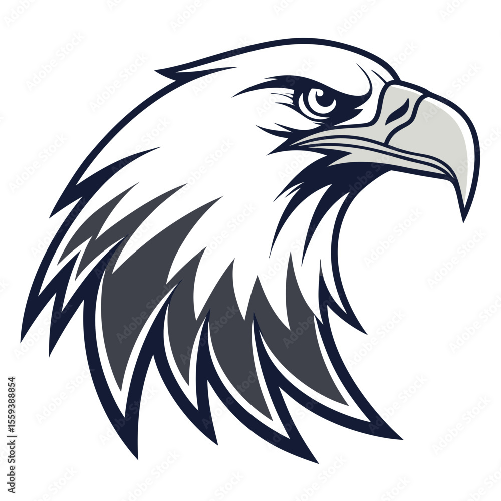 Obraz premium Fierce Bald Eagle Head Vector Logo Aggressive American Patriot Mascot Illustration for Sports Team, Military Badge, and Brand Identity Design