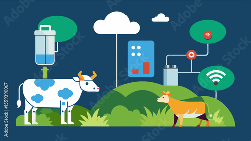 A smart farming innovation incorporating IoTenabled feed dispensers that can analyze environmental conditions and adjust feed ratios accordingly optimizing animal growth and. Vector illustration