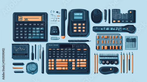 Professional Financial Calculator Teacher Equipment Flat Vector Image
