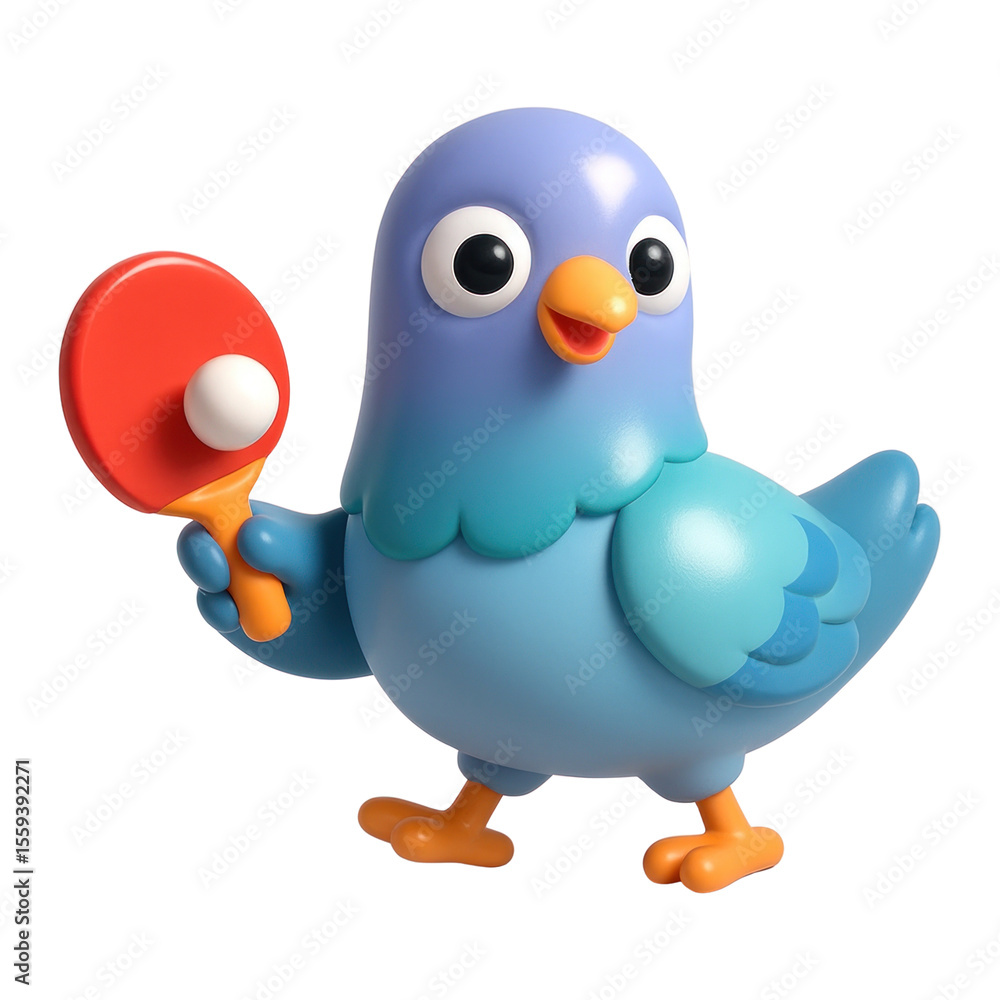 Obraz premium PNG Playful pigeon with ping-pong paddle.