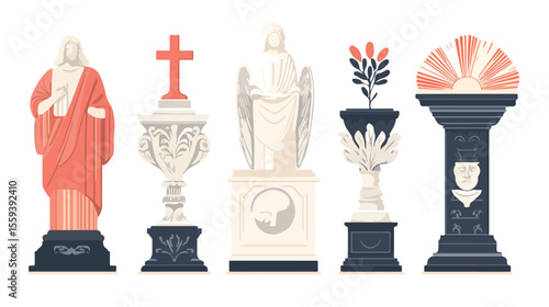 Flat Vector Memorial Icons Illustration