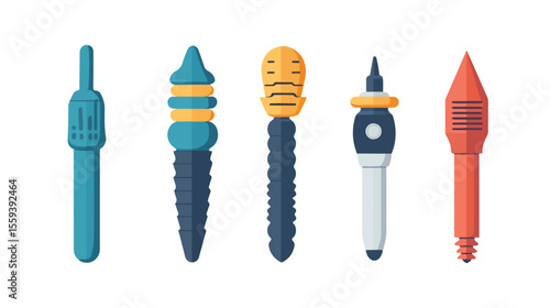 Professional Prosthetics Implants Icons Flat Vector Illustration