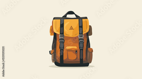 Professional Flat Vector Illustration of Hiking Backpack Design