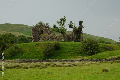 The ruins of Pendragon Castle in Mallerstang Dale, near Kirkby Stephen, Cumbria, UK. According to legend, the castle was built by Uther Pendragon, father of King Arthur.
