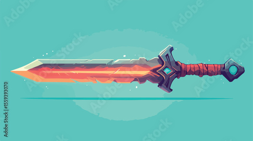 Sharp Metal Battle Sword on Wood Background