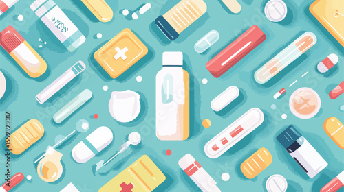 Modern Designs of Contraceptive Methods Flat Vector Illustration