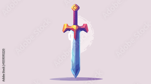 Detailed Medieval Sword on White Background