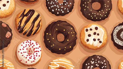 Delicious Dessert Cookies with Chocolate Flat Vector Illustration