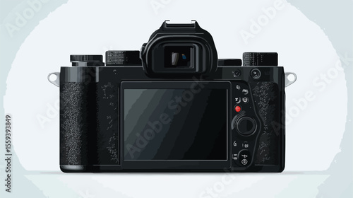 Back Side Flat Digital Camera Vector Illustration