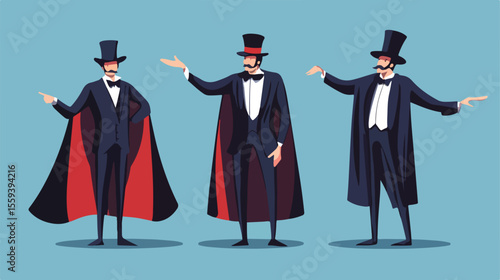 Professional Magician Costume Flat Vector of Disguised Person