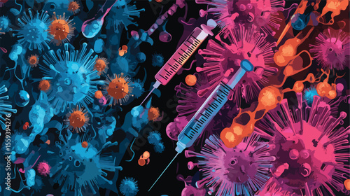 Flat Vector Disposable Syringe Vaccine Medical Illustration