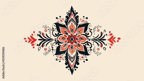 Flower Tattoo Mehndi Spiritual Symbol Flat Vector