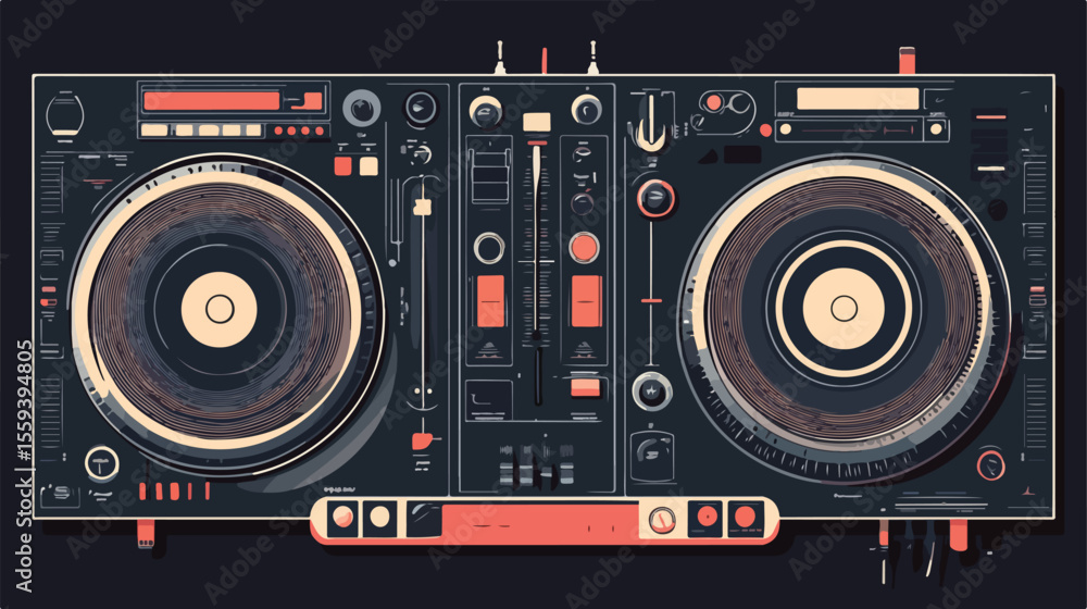 Fototapeta premium Professional Isolated Music Turntable Vector Illustration