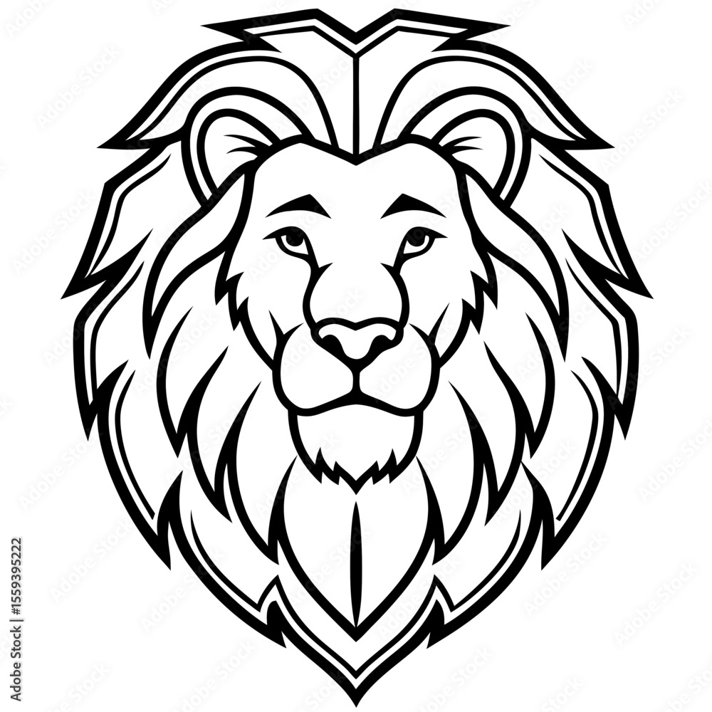 Obraz premium Lion Head Logo Vector Fierce Modern Animal Mascot | Bold Line Art King of Jungle Emblem for Branding, Sports, Tattoo, T-shirt, Shield, Esports