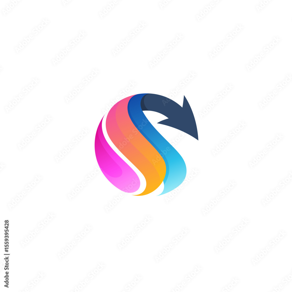 Obraz premium Arrow logo with 3d colorful design, abstract business logos