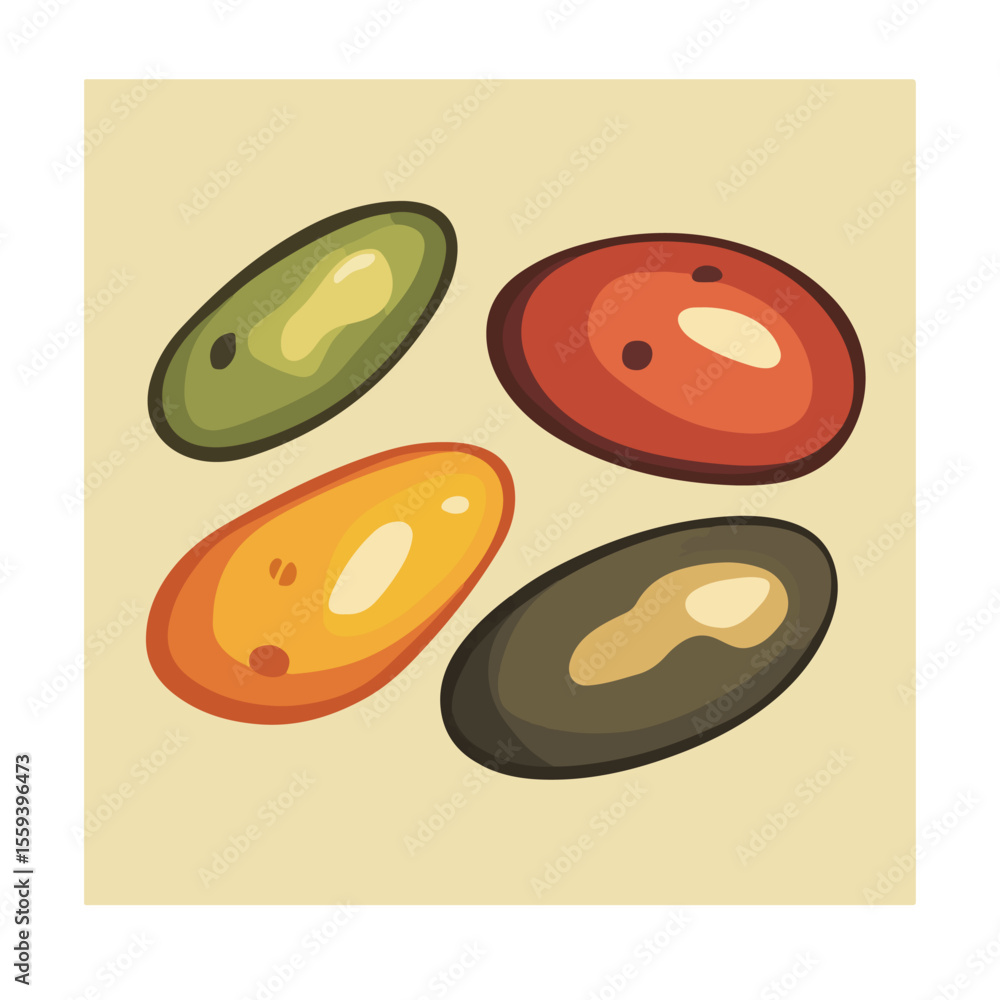 Four Beans Flat Vector Illustration Four Beans Flat Vector Illustration