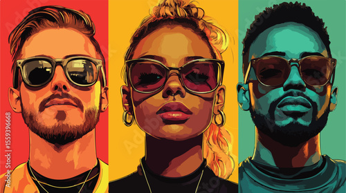 Diverse Persons Flat Vector Illustration Portraits
