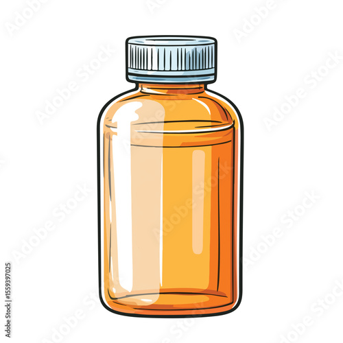 Colorful Cartoon Vector of Drug Plastic Bottle for Medical Illustration