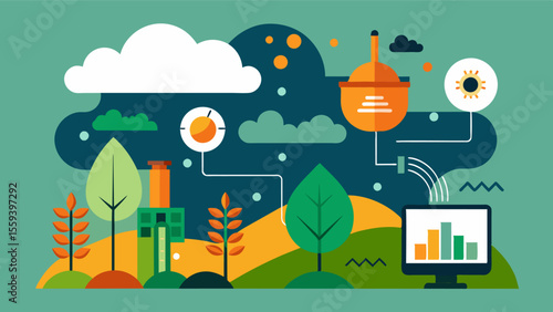 AIpowered weather forecasting that can provide accurate predictions enabling farmers to make informed decisions about crop management and supply procurement.. Vector illustration