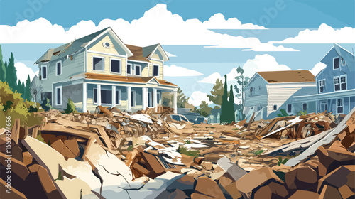Vibrant Volunteer Illustration for Earthquake Relief Efforts