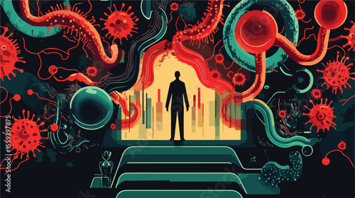 Modern Flat Vector Illustration Design Centered on Ebola Virus Outbreak