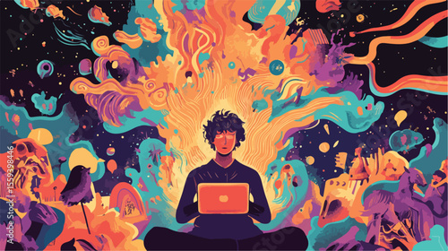 Professional Hybrid Work Concept Vector Illustration