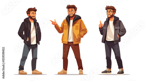 French Man Speaking Flat Vector Illustration