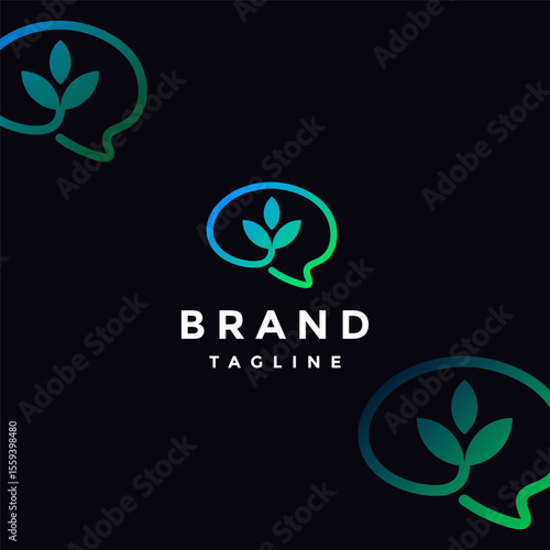 Plants Grow to Form Brains Logo Design. Simple Plant Grow Inside Brains Logo Design.