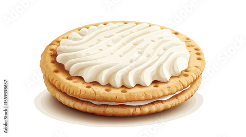 Delicious Cream-filled Cookie with Fresh Ingredients in Flat Vector Illustration