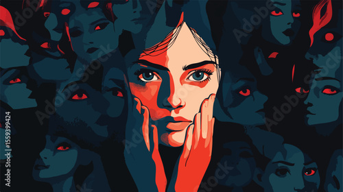 Frustrated Depressed Person in Flat Vector Illustration