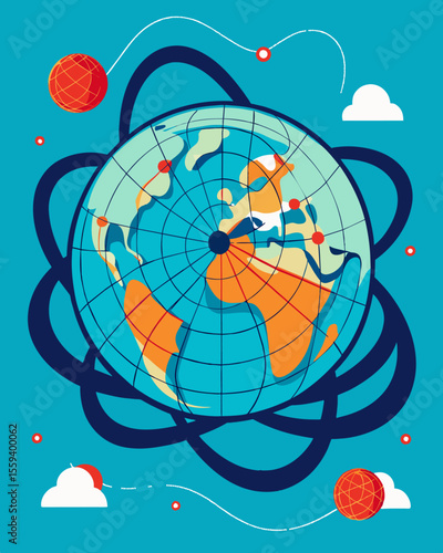 The web expands with every passing day capturing more and more stressors like a neverending spiral.. Vector illustration