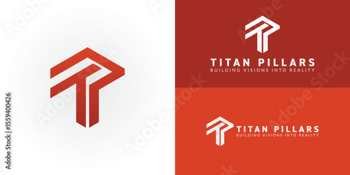 Modern TP emblem for architecture and construction featuring clean lines that evoke precision and structure, symbolizing the forward movement from vision to reality. It is ideal for innovative builder