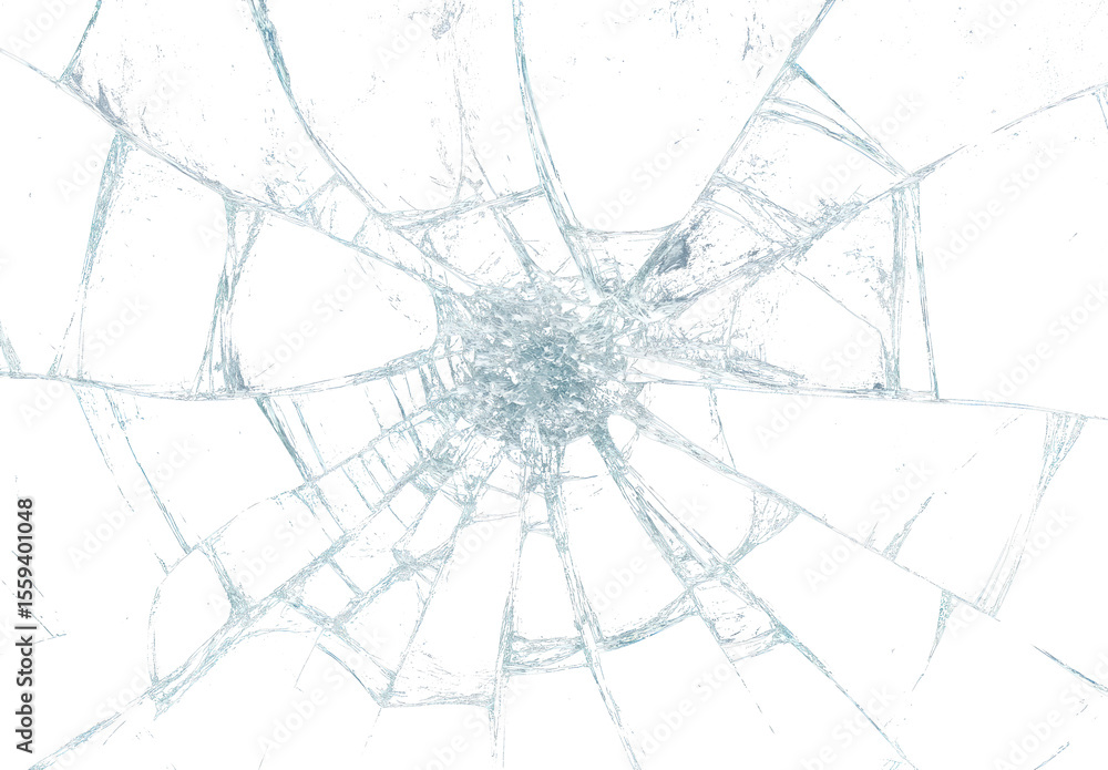 Obraz premium transparent cracked glass, broken glass texture, shattered glass PNG, glass crack overlay, transparent glass fracture