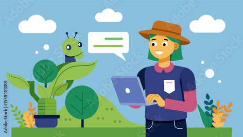 An AIpowered virtual assistant providing personalized recommendations to farmers regarding crop rotation and soil health management based on data collected from their specific. Vector illustration