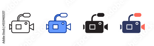 Video Camera icon sheet multiple style collection