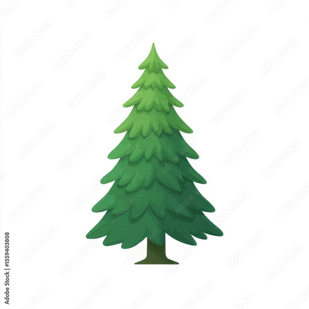 Fototapeta premium Lush Green Coniferous Tree Pixel Art Illustration