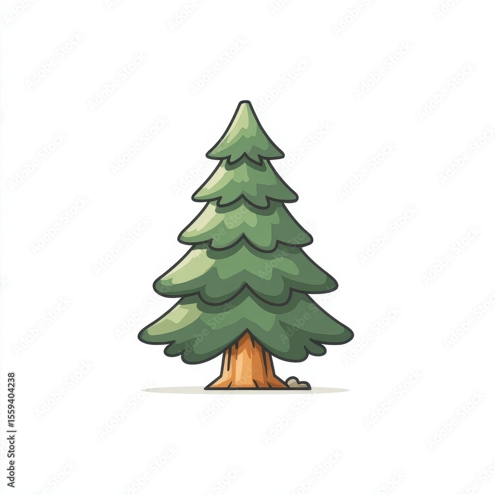 Fototapeta premium Pixel Art Evergreen Tree Illustration