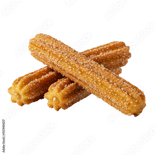 delicious sugar-coated churros isolated on white background

