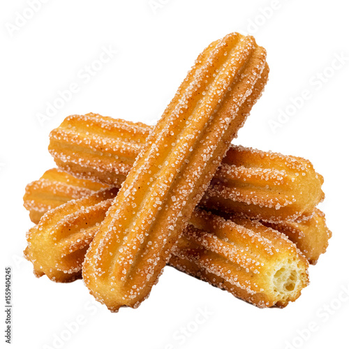 delicious sugar-coated churros isolated on white background

