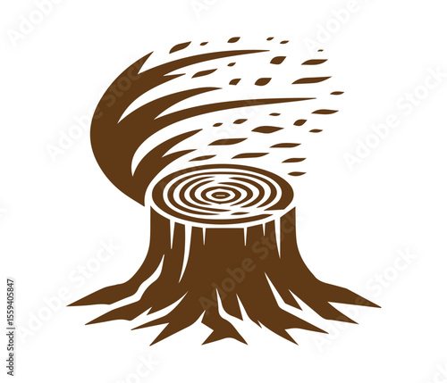 Tree Log Cut Vector Illustration, Black Stump Wood Icon.