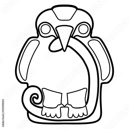 San Agustin Culture eagle swallowing snake symbol, Pre-Columbian vector