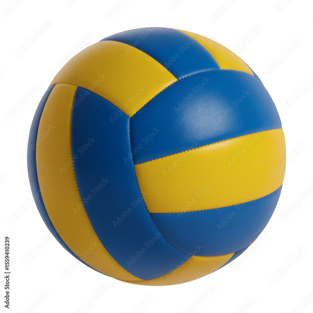 Fototapeta premium A professional sports volleyball with vibrant blue and yellow panels, ready for dynamic play