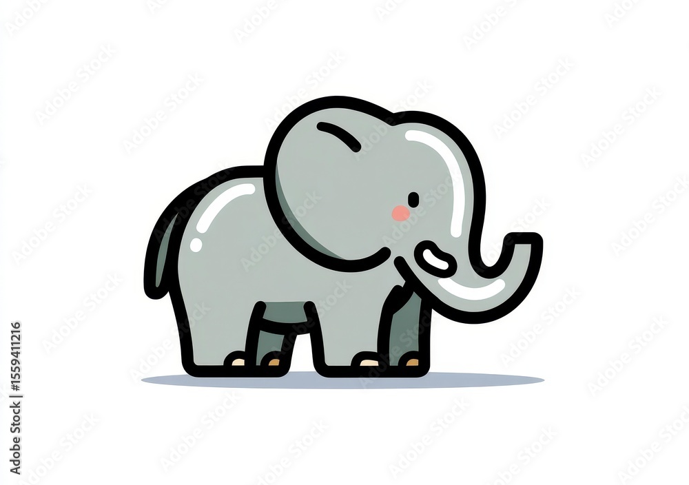 Fototapeta premium Cute Gray Cartoon Elephant Pixel Art Illustration